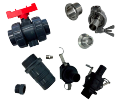 VALVES, FITTINGS AND CONNECTIONS IN PP, PVC, INOX